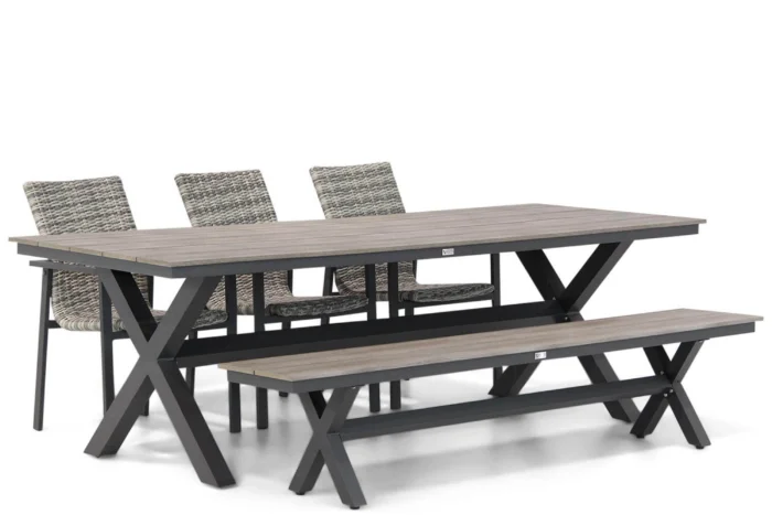 Lifestyle Garden Furniture Upton/Forest 240 cm dining tuinset 5-delig - Grijs-antraciet