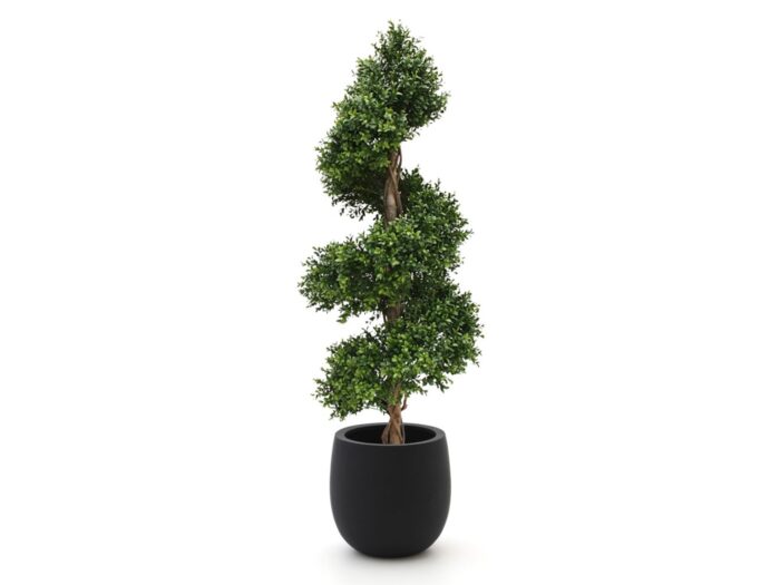 Designplants + 10% kassakorting | Designplants/Luca Lifestyle Buxus spiraal kunstboom (h:140cm) met Grigio Balloon bloempot – Groen