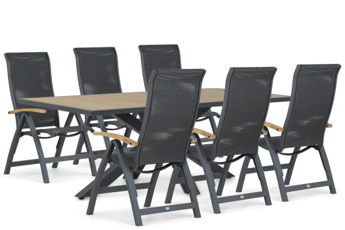 Presto Tarenta/Palermo 215 cm dining tuinset 7-delig – Grijs-antraciet