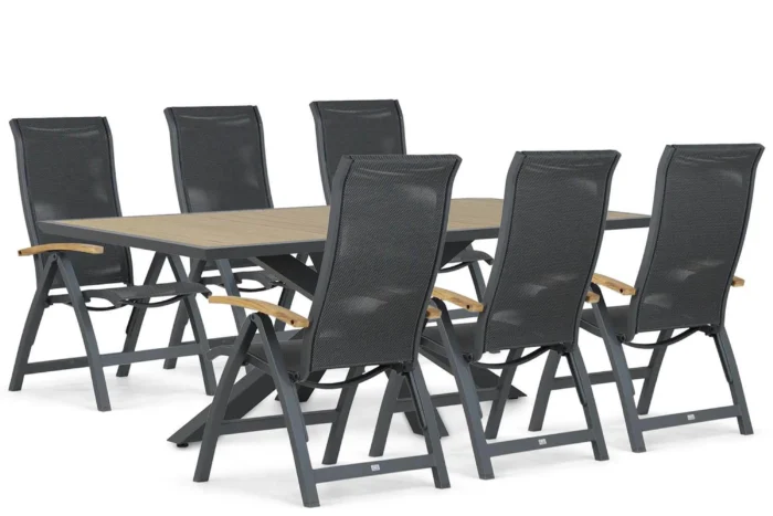 Presto Tarenta/Palermo 215 cm dining tuinset 7-delig - Grijs-antraciet
