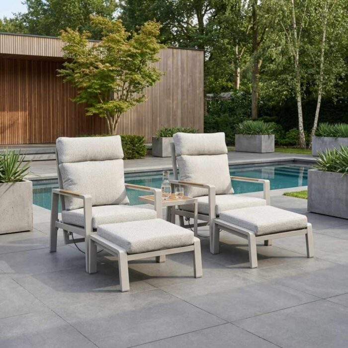 LUX outdoor living Manhattan lounge balkonset 2 personen | aluminium + polywood | beige | 5-delig