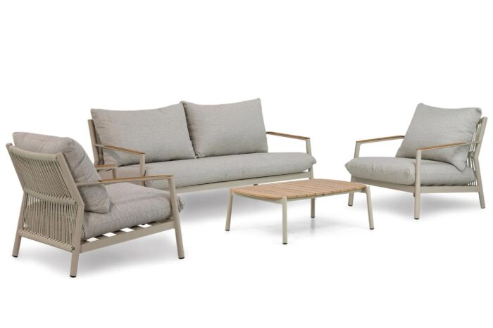 Coco Sevilla stoel-bank loungeset 4-delig – Taupe-naturel-bruin