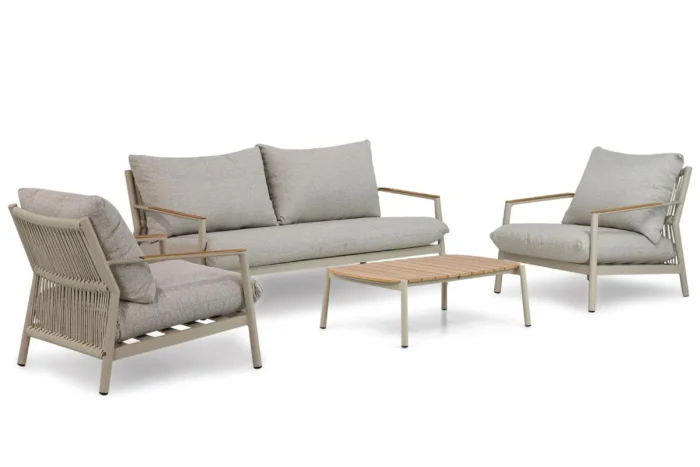 Coco Sevilla stoel-bank loungeset 4-delig - Taupe-naturel-bruin