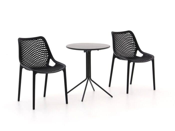 Forza Furniture Forza Ripi/Aziano ø 60cm balkonset 3-delig Laagste prijsgarantie! – Zwart