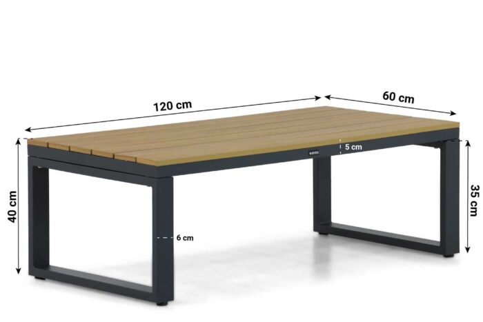 Lifestyle Garden Furniture Bilbao loungetafel rechthoek – Grijs-antraciet