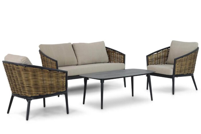 Lifestyle Garden Furniture Nice stoel-bank loungeset 4-delig – Grijs-antraciet