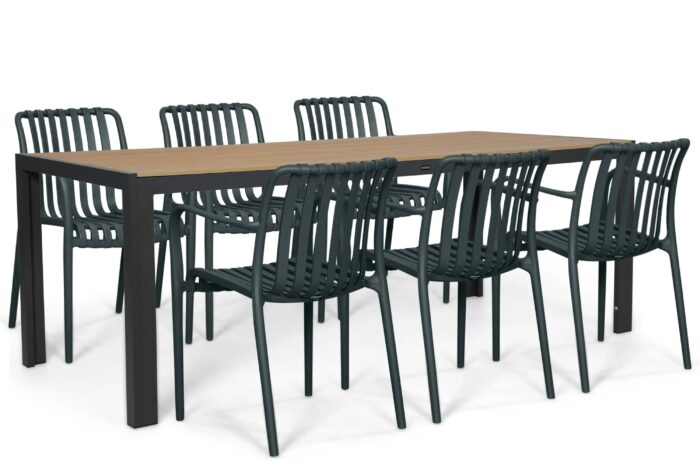 Domani Furniture Alba/Creta 210×90 cm dining tuinset 7-delig – Grijs-antraciet