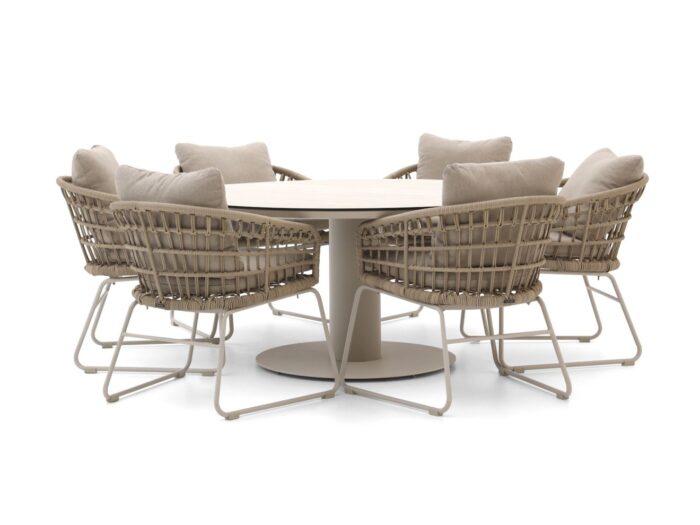 Intenso Furniture Intenso Trofarello/La Fonte ø150cm dining tuinset 7-delig Laagste prijsgarantie! – Bruin