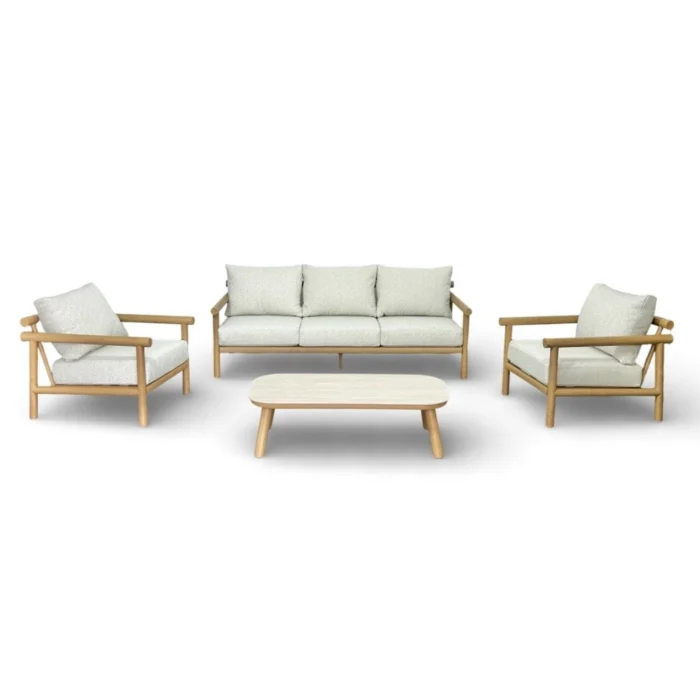 BUITEN living Tivoli stoel-bank loungeset | aluminium + sintered stone | beige | 4-delig