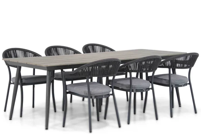 Santika Furniture Vivian/Matale 240 cm dining tuinset 7-delig - Grijs-antraciet