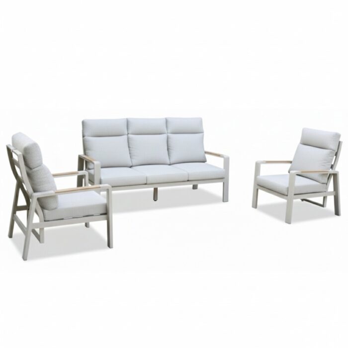 LUX outdoor living Manhattan stoel-bank loungeset verstelbaar 5 personen | aluminium + polywood | beige | 3-delig