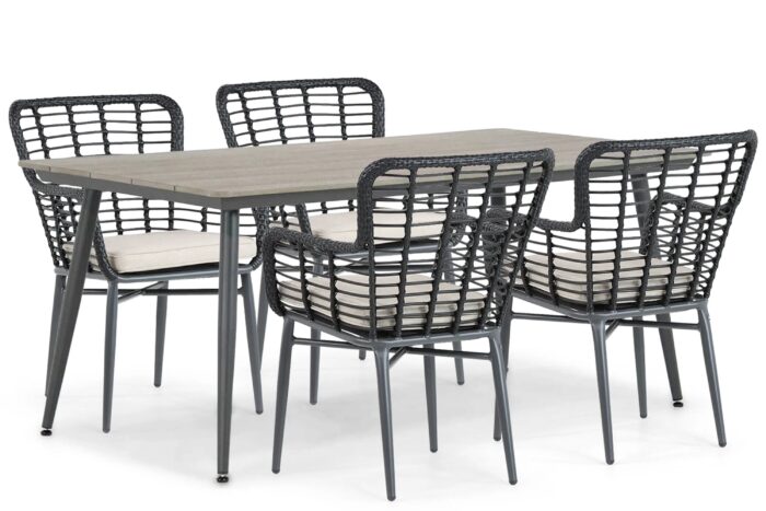 De Laan Projects Laan Toledo/Matale 180 cm dining tuinset 5-delig – Zwart