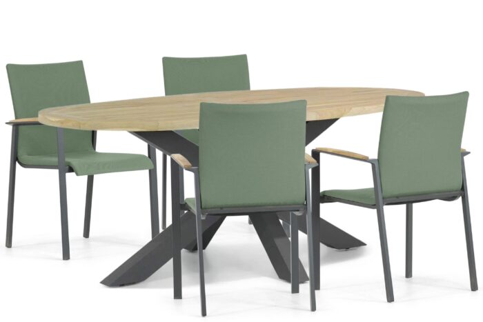 Lifestyle Garden Furniture Brandon/Brookline 200 cm dining tuinset 5-delig – Groen