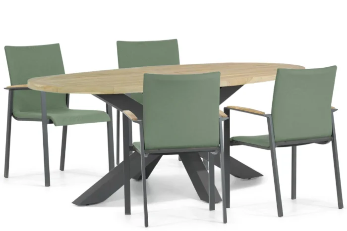 Lifestyle Garden Furniture Brandon/Brookline 200 cm dining tuinset 5-delig - Groen