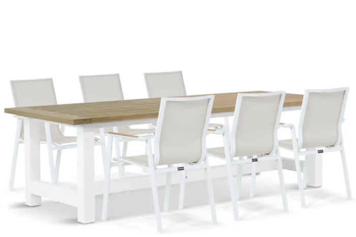 Lifestyle Garden Furniture Fiora/Los Angeles 260 cm dining tuinset 7-delig - Wit