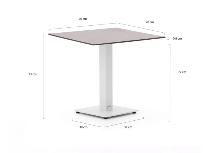 Forza Furniture Orta tuintafel 70x70x73cm - Wit