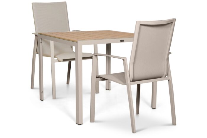 Lifestyle Garden Furniture Ultimate/Creta 90×90 cm dining tuinset 3-delig – Zand/Beige