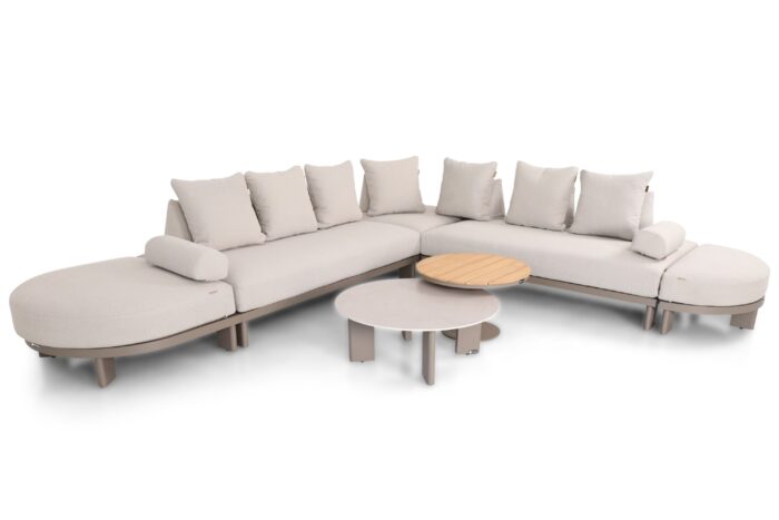 Santika Furniture Budi organisch loungeset 7-delig – Taupe-naturel-bruin