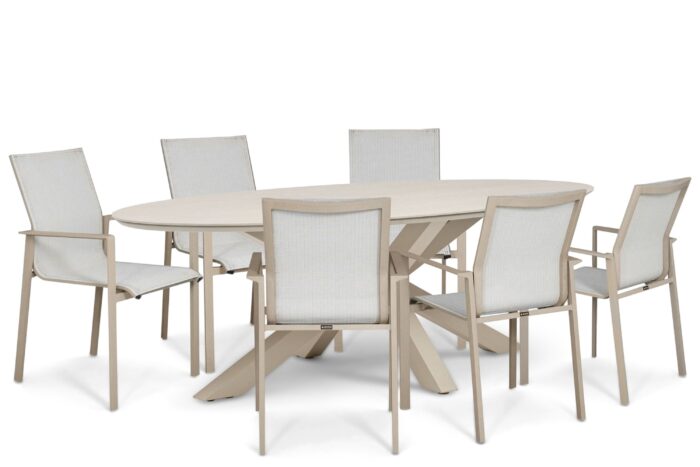 Lifestyle Garden Furniture Timo/Lunea 240×120 cm dining tuinset 7-delig – Zand/Beige