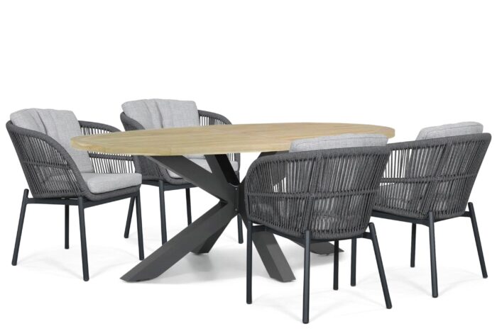 Lifestyle Garden Furniture Monaco/Brookline 200x110 cm dining tuinset 5-delig - Grijs-antraciet