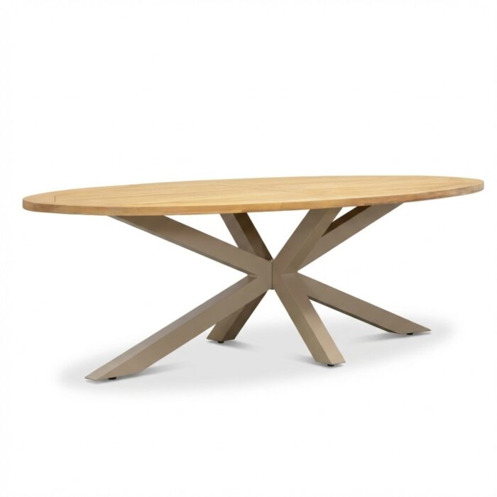 LUX outdoor living Cleve dining tuintafel 6 personen | teakhout + aluminium | Natural Teak/beige | 240cm ovaal