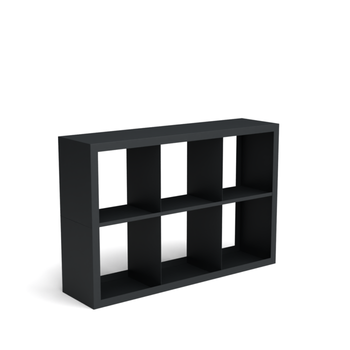 Geroba Beltza zwarte houtopslag onderverdeling 6 vakken 1500x385x1000 mm – zwart