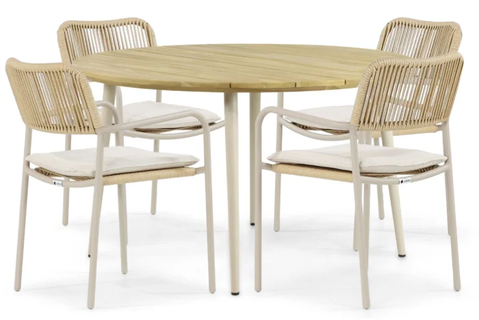 Coco Penya/Montana 130 cm dining tuinset 5-delig - Taupe-naturel-bruin