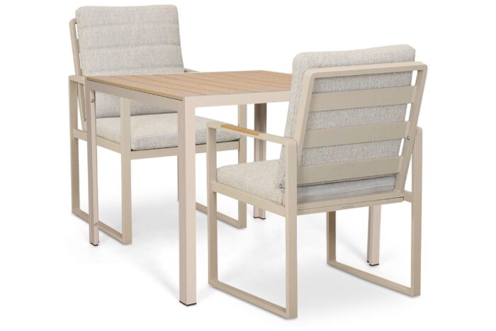 Lifestyle Garden Furniture Alessio/Creta 90×90 cm dining tuinset 3-delig – Taupe-naturel-bruin