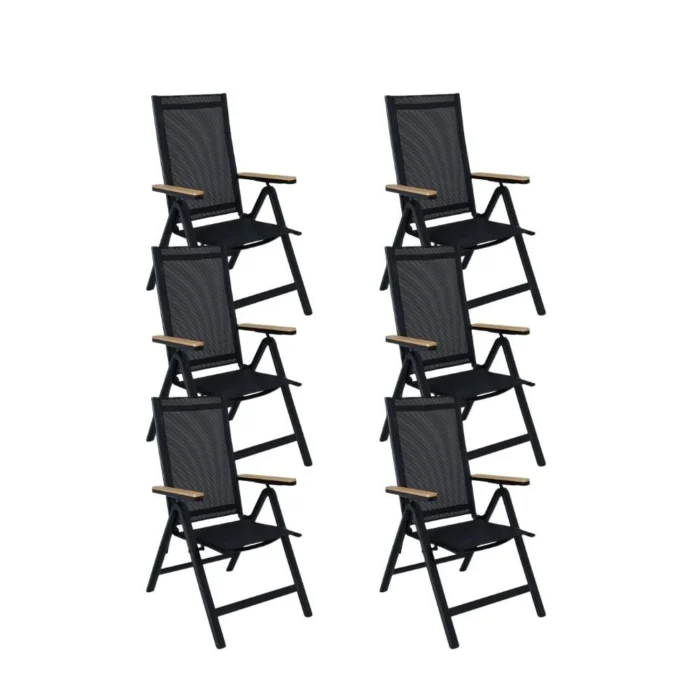 LUX outdoor living Norali dining tuinstoel verstelbaar set van 6 | textileen + aluminium | antraciet