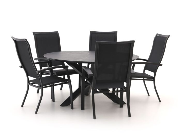 Bellagio tuinmeubelen Bellagio Lugo/Lodola ø 150cm dining tuinset 6-delig stapelbaar Laagste prijsgarantie! – Zwart
