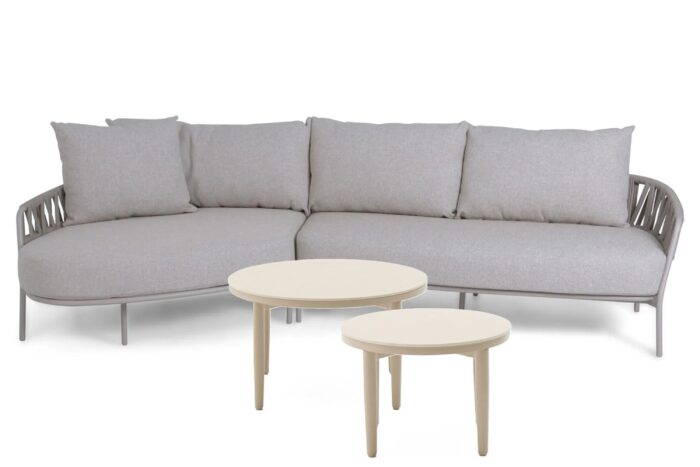 4 Seasons Outdoor Calma/Ibiza 50/70 cm hoek loungeset 4-delig – Taupe-naturel-bruin