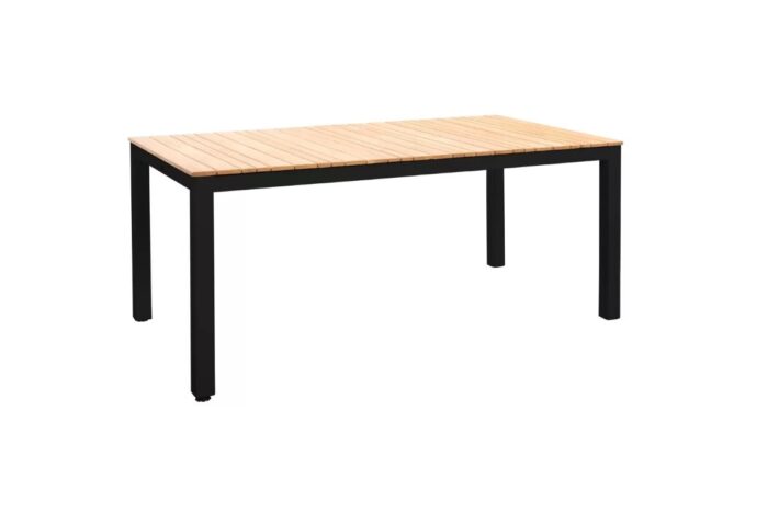 Yoi Arashi dining tafel 169x90cm aluminium black teak – zwart