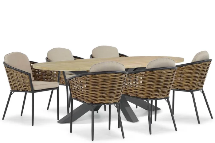 Lifestyle Garden Furniture Nice/Brookline 240 cm dining tuinset 7-delig - Grijs-antraciet