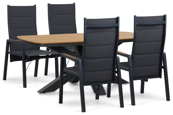 Lifestyle Garden Furniture Essence/Camila 180x100 cm dining tuinset 5-delig - Grijs-antraciet