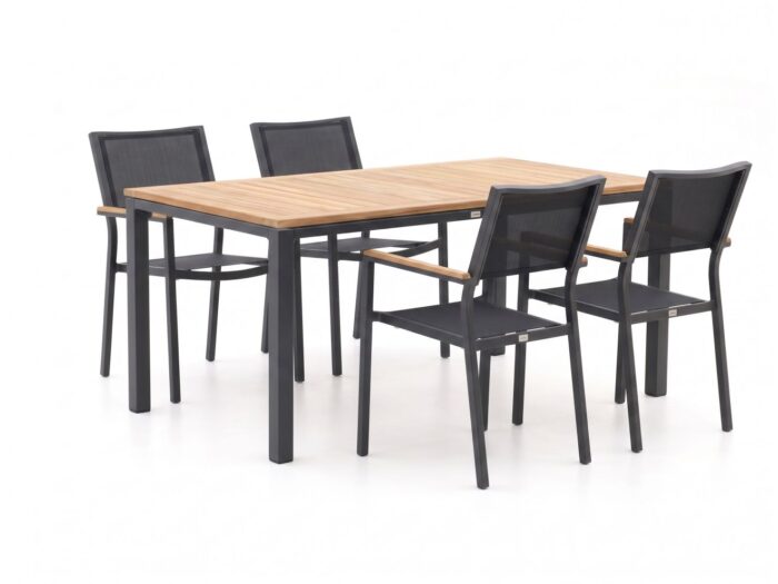 Bellagio tuinmeubelen Bellagio Roma/Linosa 180cm dining tuinset 5-delig stapelbaar Laagste prijsgarantie! – Grijs