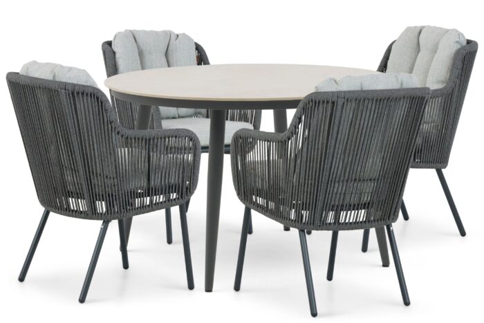 Santika Furniture Nanda/Vienna 120 cm dining tuinset 5-delig – Grijs-antraciet