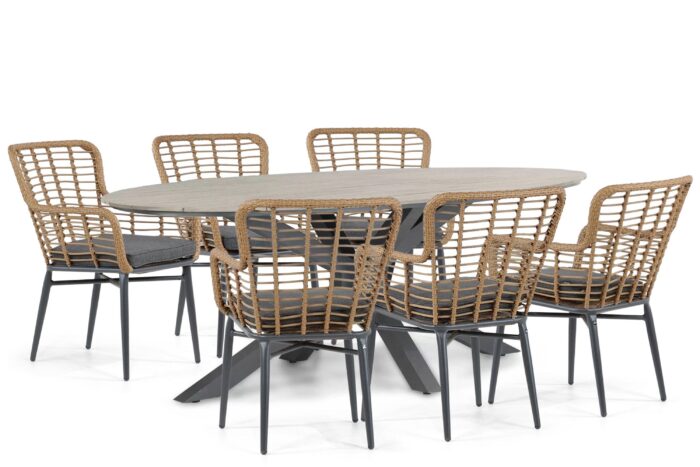 De Laan Projects Laan Toledo/Matara 220 cm dining tuinset 7-delig – Taupe-naturel-bruin