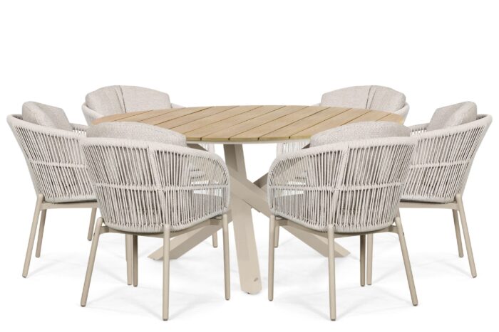 Lifestyle Garden Furniture Monaco/Ancona 150 cm dining tuinset 7-delig – Zand/Beige