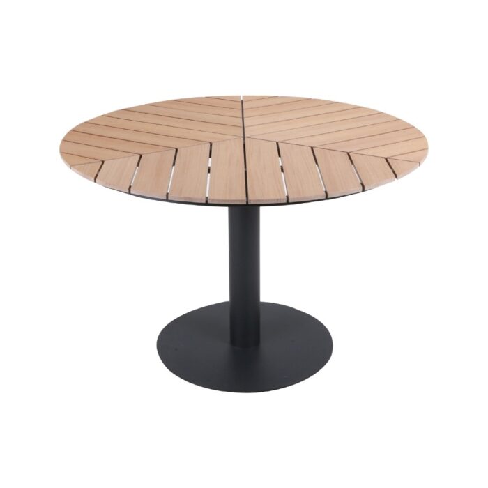 LUX outdoor living Sirena visgraat dining tuintafel 4 personen | polywood + aluminium | Natural Wood | Ø120cm rond