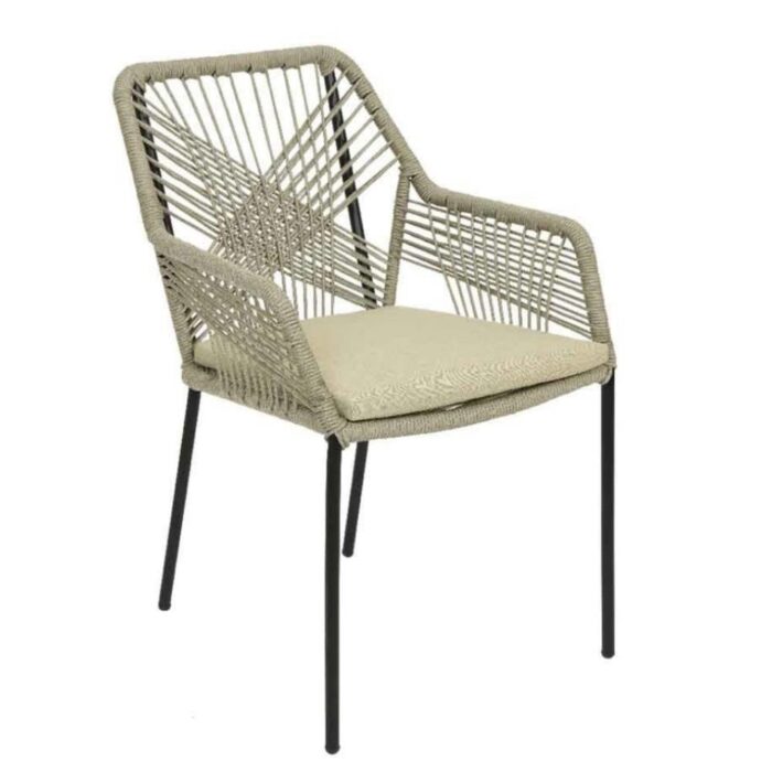BUITEN living Seville dining tuinstoel stapelbaar | touw + staal | zand