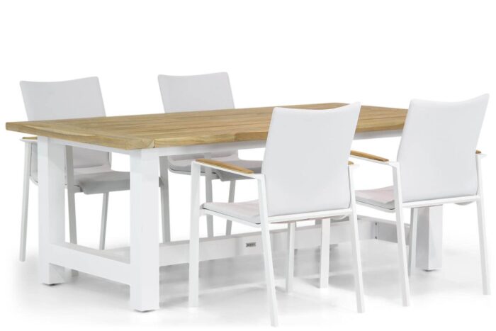 Lifestyle Garden Furniture Brandon/Los Angeles 200 cm dining tuinset 5-delig – Wit