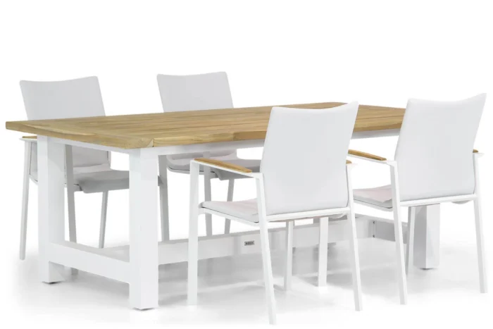 Lifestyle Garden Furniture Brandon/Los Angeles 200 cm dining tuinset 5-delig - Wit