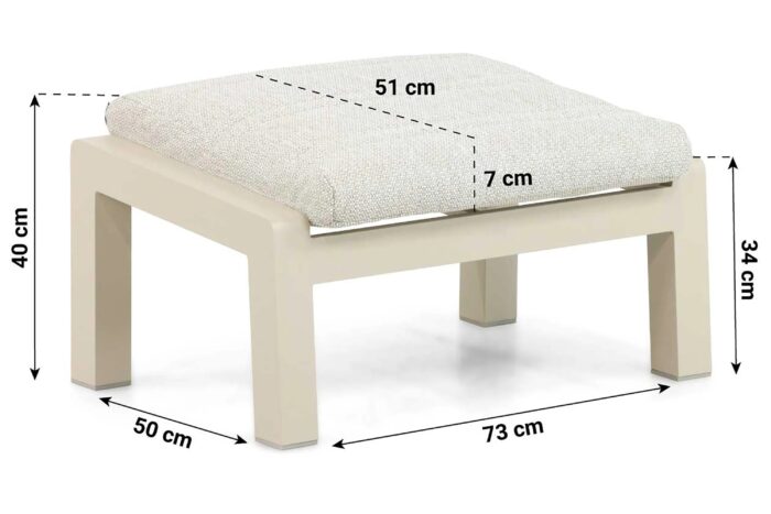 Lifestyle Garden Furniture Evora lounge voetenbank – Taupe-naturel-bruin