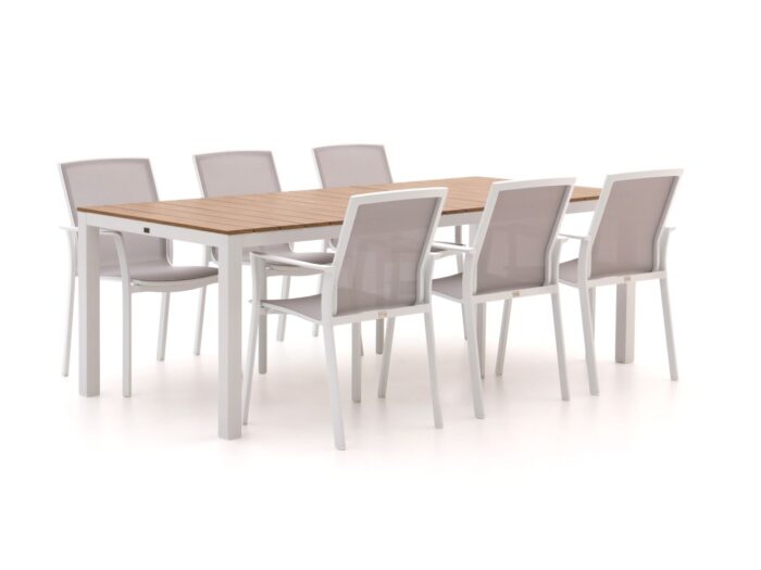 Bellagio tuinmeubelen Bellagio Dranera/Fidenza 220cm dining tuinset 7-delig stapelbaar Laagste prijsgarantie! – Grijs