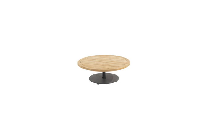 4so Volta teak salontafel centrale poot antraciet 80 cm dia. H30 cm – grijs