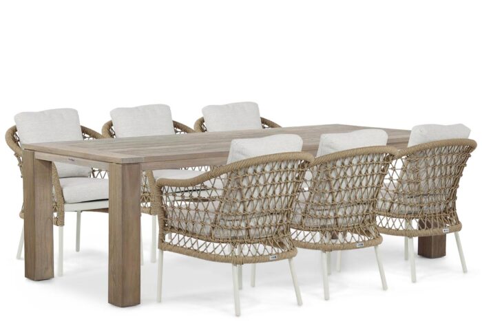 Garden Collections Coco Bali/Brighton 240 cm dining tuinset 7-delig – Taupe-naturel-bruin
