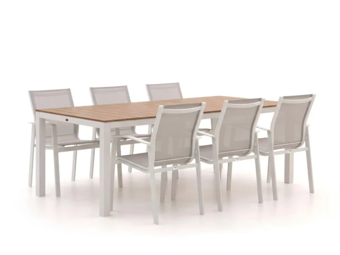 Forza Furniture Altea/Fidenza 220cm dining tuinset 7-delig stapelbaar - Wit