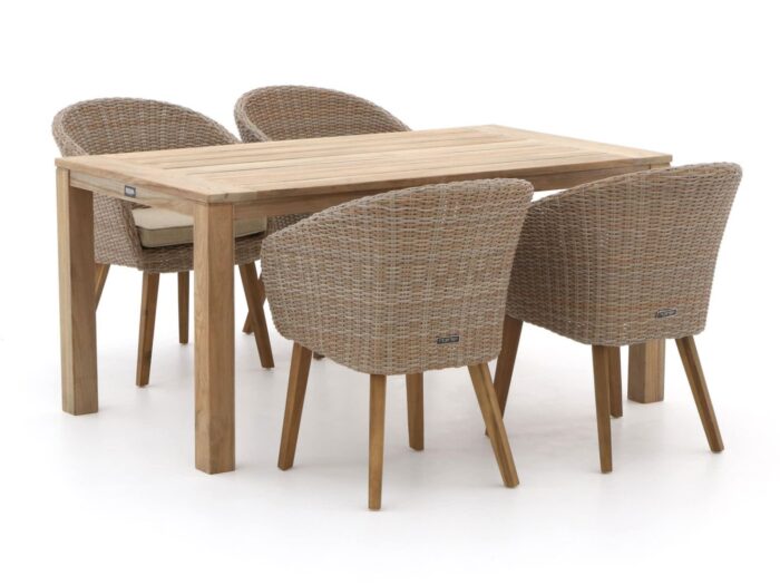 Intenso Furniture Intenso Tropea/ROUGH-S 160cm dining tuinset 5-delig Laagste prijsgarantie! – Bruin