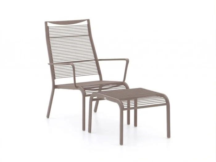 Apple Bee Hawaii lounge tuinstoel stapelbaar met voetenbank - Taupe