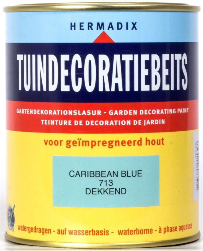 Hermadix Tuindecoratiebeits 713 caribbean blue 750 ml – blauw